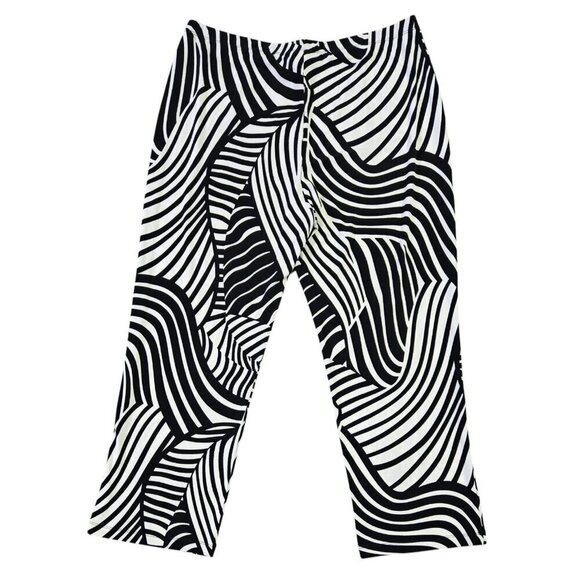 Chico's Travelers NWT Black White Abstract Swirl Pull On No Tummy Pants PETITE - Picture 3 of 9